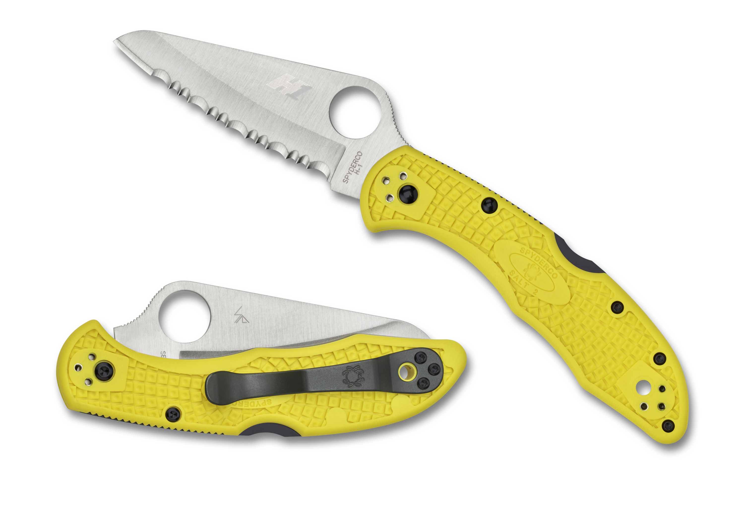 Spyderco Salt 2 - Serrated Edge H1 Blade - Yellow FRN - C88SYL2