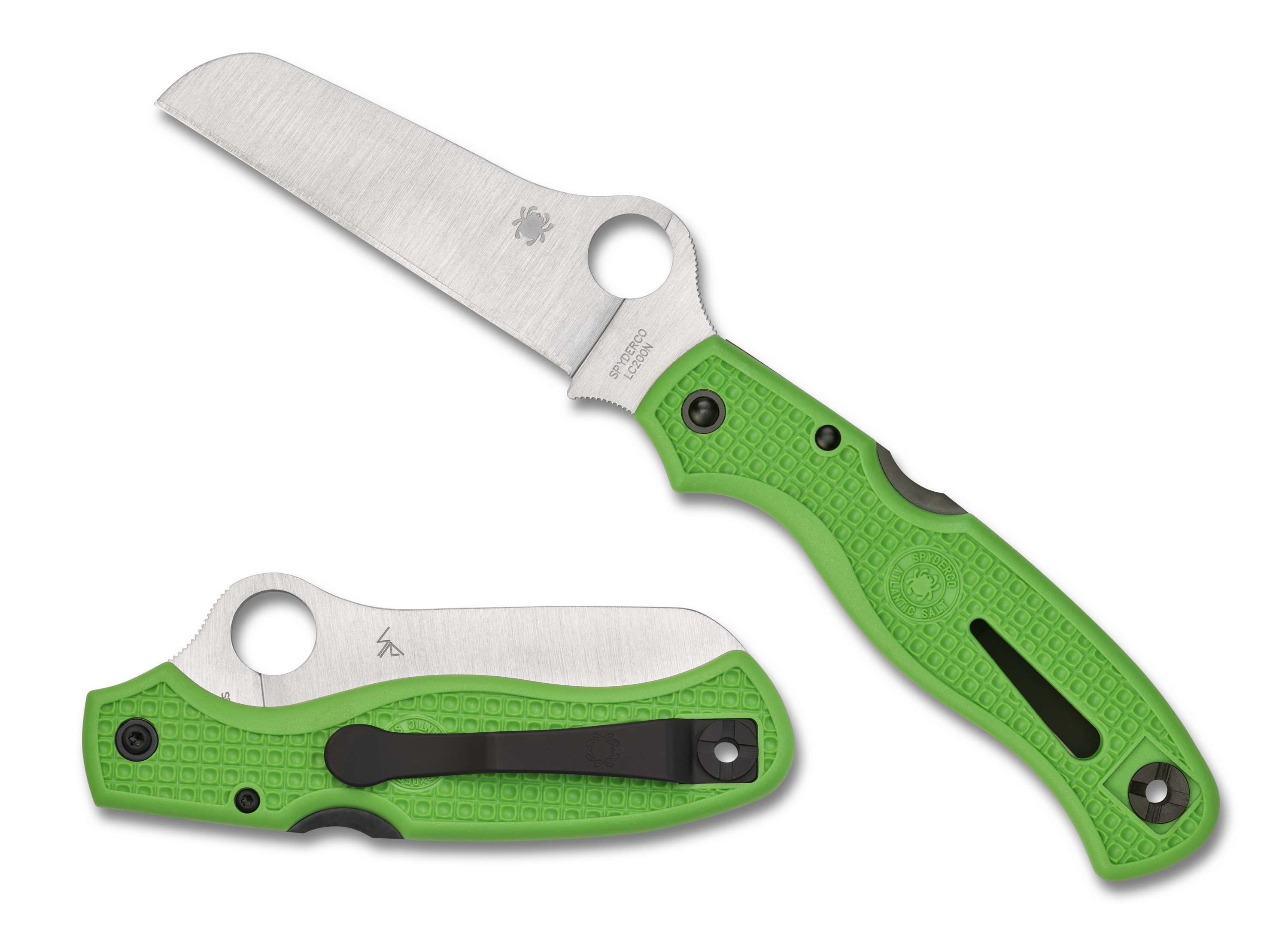 Spyderco Atlantic Salt - Plain Edge LC200N - Green FRN - C89FPGR - CLOSEOUT