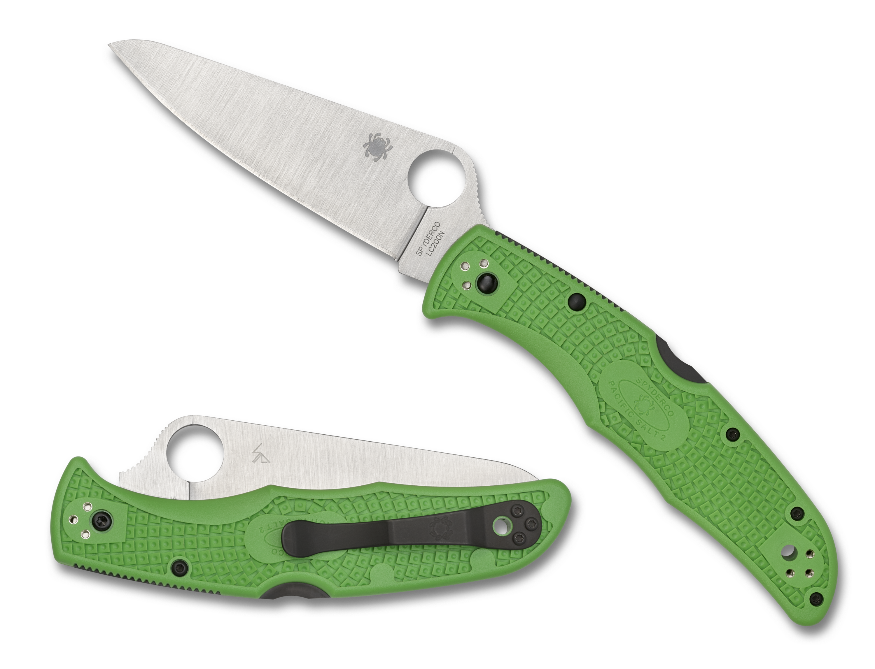 Spyderco Pacific Salt 2 - Plain Edge LC200N - Green FRN - C91FPGR2