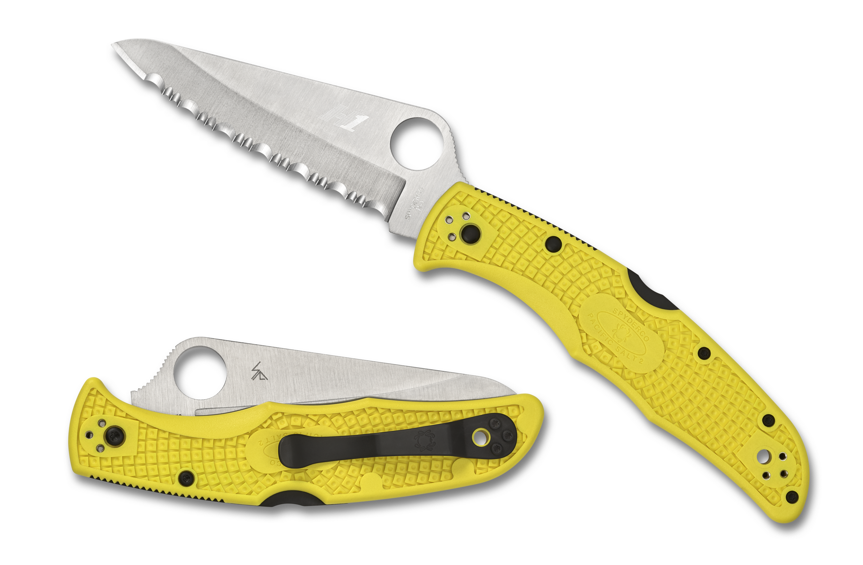 Spyderco Pacific Salt 2 - Serrated H1 Steel - Yellow FRN - C91SYL2