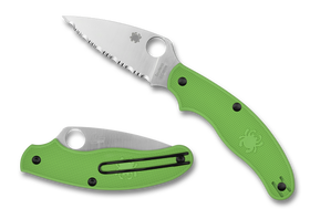 Spyderco UK Pen Knife - Slip Joint - Green FRN - Serrated LC200N - C94SGR