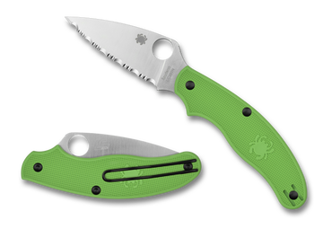 Spyderco UK Pen Knife - Slip Joint - Green FRN - Serrated LC200N - C94SGR
