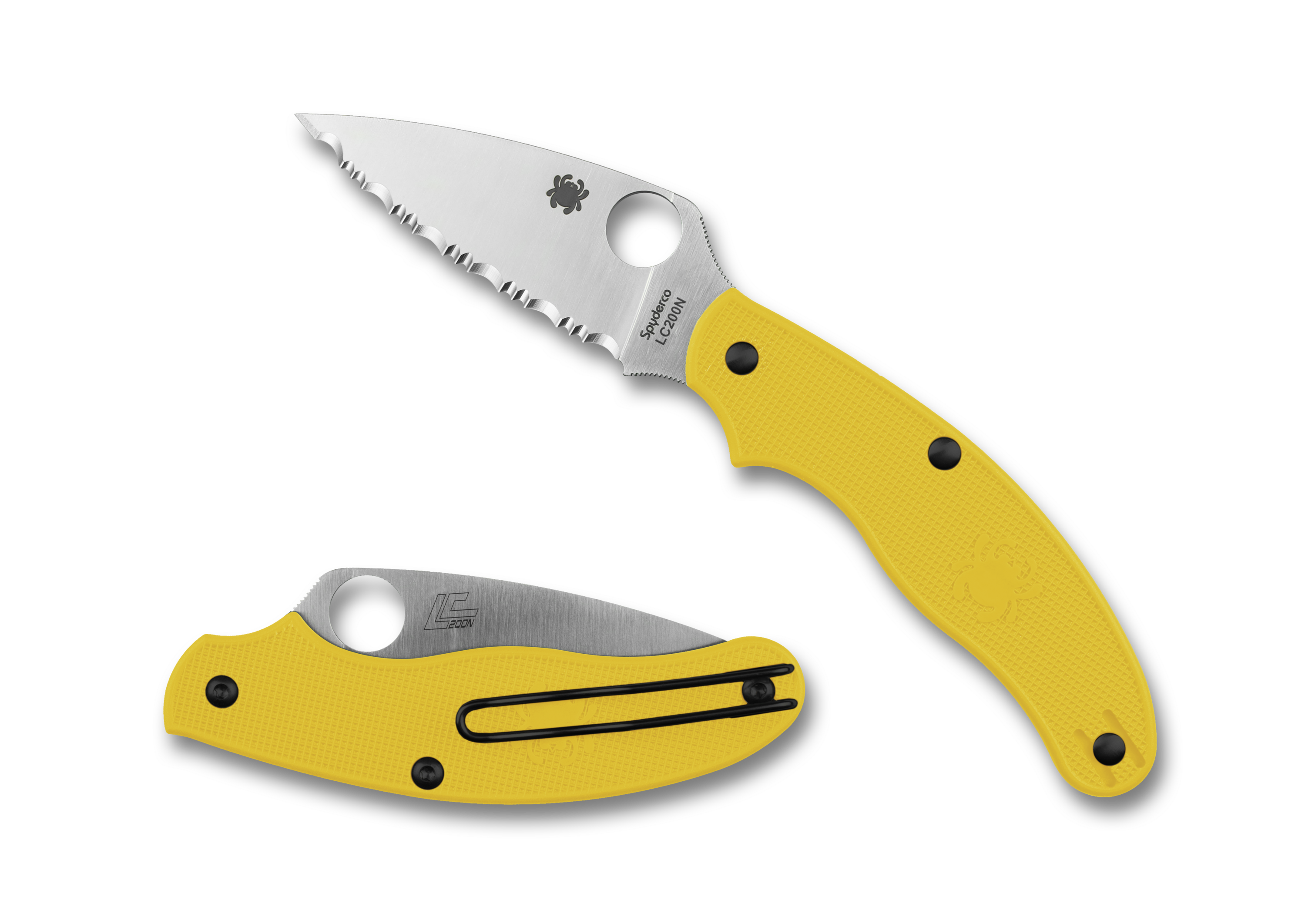 Spyderco UK Pen Knife - Slip Joint - Yellow FRN - Serrated LC200N - C94SYL