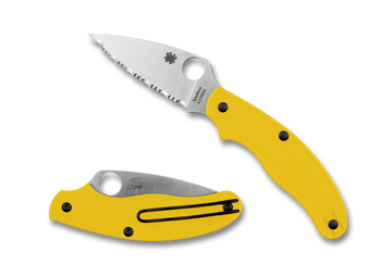 Spyderco UK Pen Knife - Slip Joint - Yellow FRN - Serrated LC200N - C94SYL