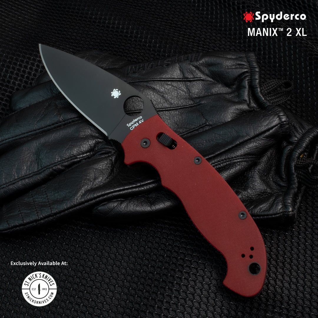 Spyderco Manix 2 XL - Red G10 - Black CPM-4V Blade - St. Nick's 