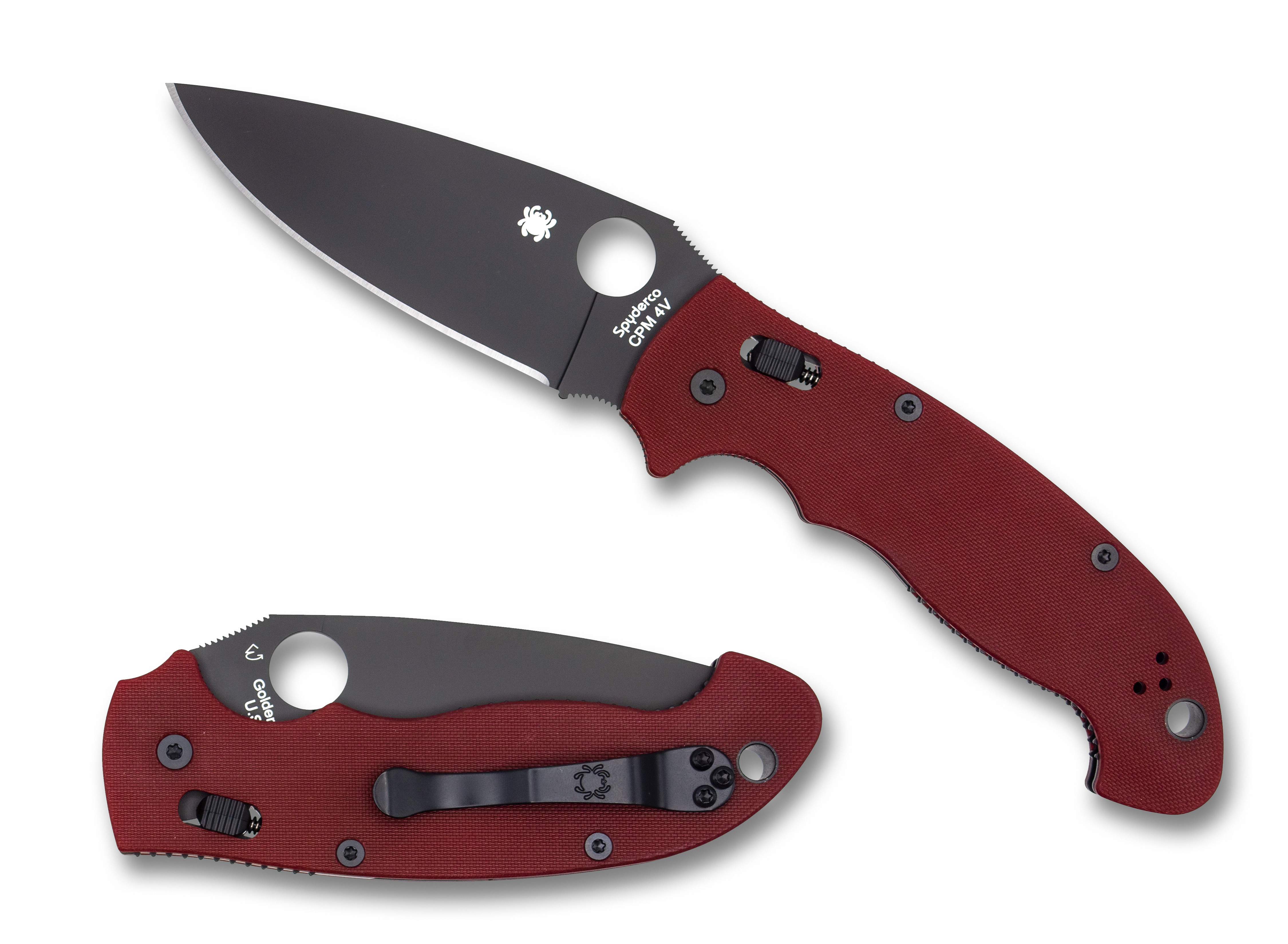 Spyderco Manix 2 XL - Red G10 - Black CPM-4V Blade - St. Nick's Knives Exclusive - C95GPRDBK2