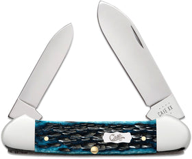 Case Canoe - Pocket Worn Peach Seed Jig Mediterranean Blue Bone - 51853