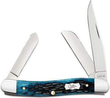 Case Medium Stockman - Pocket Worn Peach Seed Jig Mediterranean Blue Bone - 51851