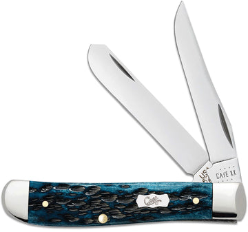 Case Mini Trapper - Pocket Worn Peach Seed Jig Mediterranean Blue Bone - 51852