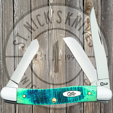 Case - Medium Stockman - Caribbean Blue Sawcut Jig Bone - 25597