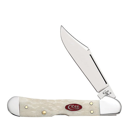 Case - Natural Bone W/ Red Oval Shield - Mini Copperlock - 26454