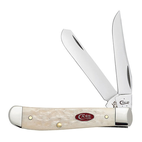 Case - Natural Bone W/ Red Oval Shield - Mini Trapper - 26450