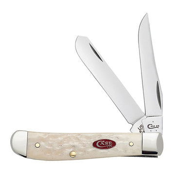 Case - Natural Bone W/ Red Oval Shield - Mini Trapper - 26450