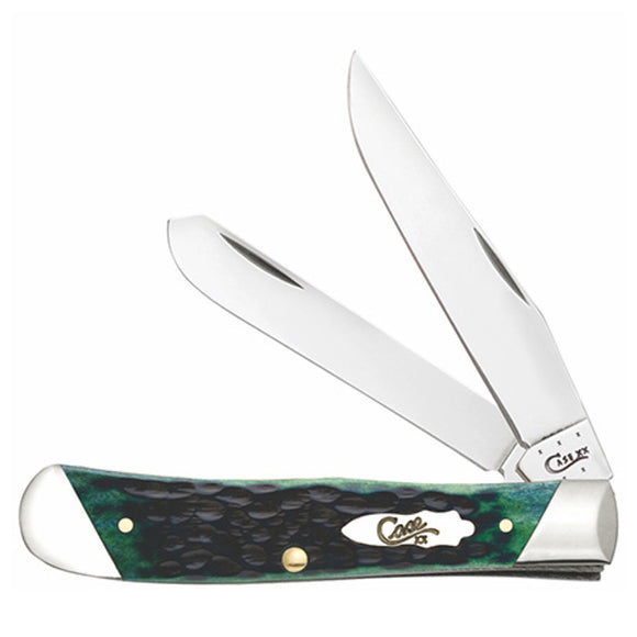 Case - Slanted Bolster - Jigged Hunter Green Bone - Trapper - 70495