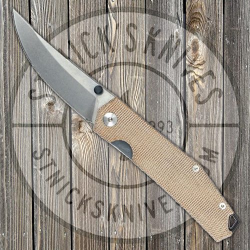 GiantMouse ACE Clyde - Natural Canvas Micarta - Elmax Steel - CLOSEOUT