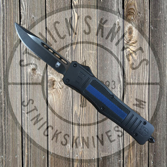 Cobratec - Med CTK-1 - Cerakote Blue Line - Plain Edge - D/E - MCTK-1CBLDE