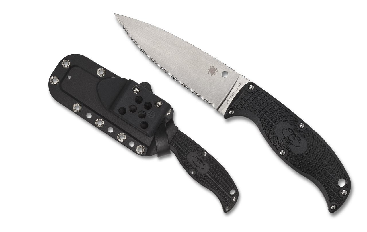 Spyderco Enuff 2 - Serrated Edge VG-10 Steel - Black FRN Handle - FB31SBK2