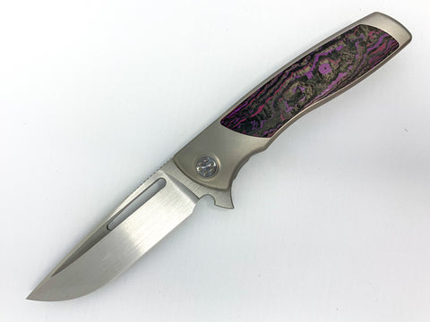 Sharp By Design Mini Evo - M390 Drop Point Blade - Fat Carbon "Purple Haze" Inlay - Titanium Handle