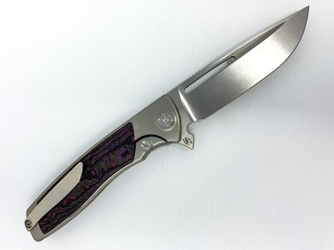 Sharp By Design Mini Evo - M390 Drop Point Blade - Fat Carbon "Purple Haze" Inlay - Titanium Handle