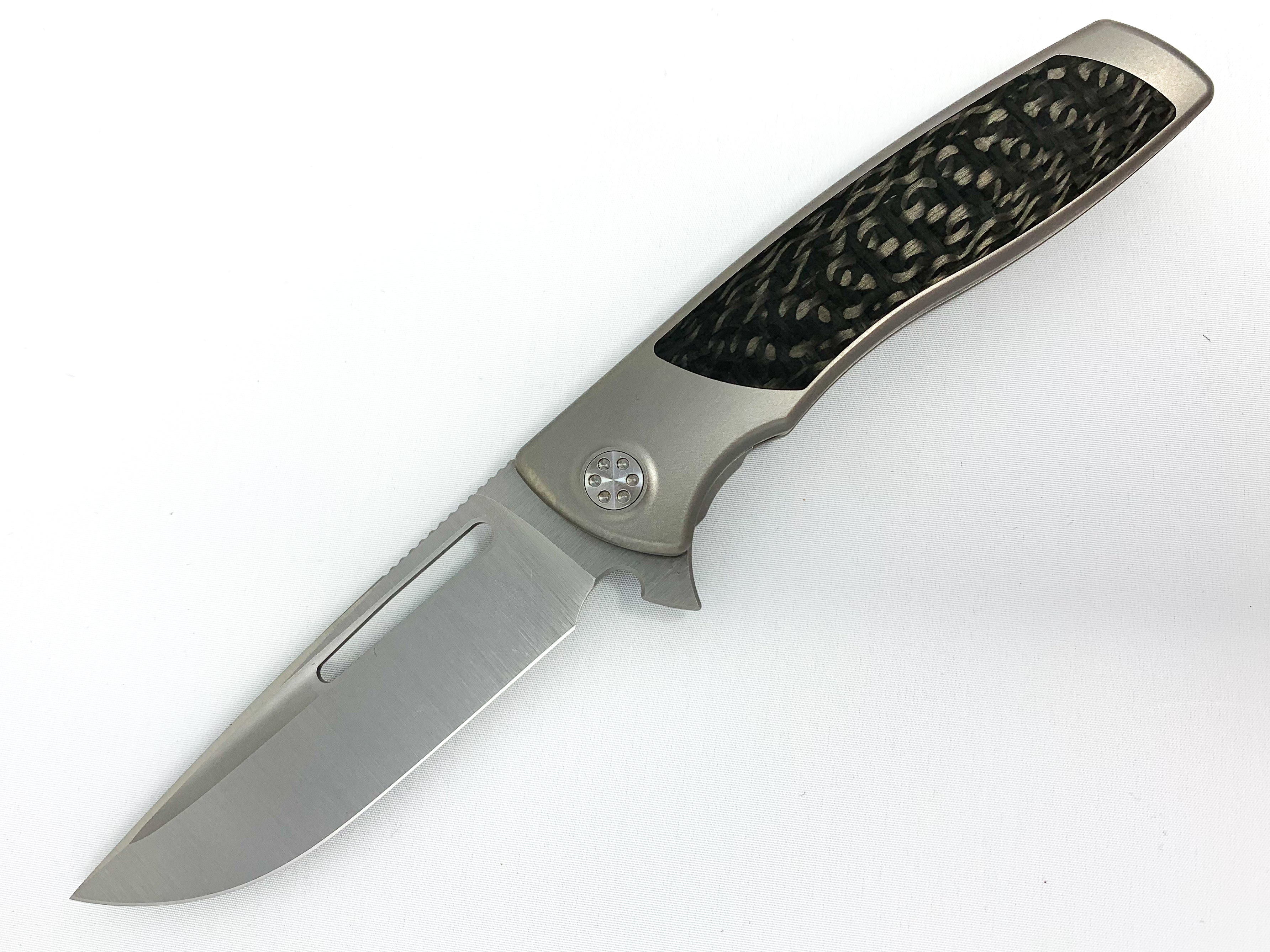 Sharp By Design Mini Evo - M390 Drop Point Blade - Carbon Fiber Inlay - Titanium Handle-1