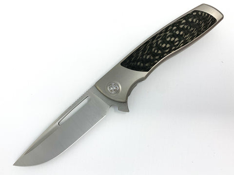 Sharp By Design Mini Evo - M390 Drop Point Blade - Carbon Fiber Inlay - Titanium Handle