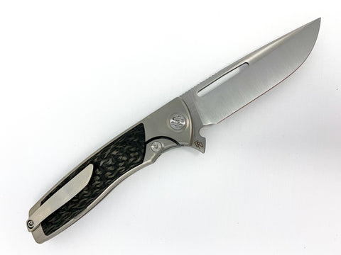 Sharp By Design Mini Evo - M390 Drop Point Blade - Carbon Fiber Inlay - Titanium Handle