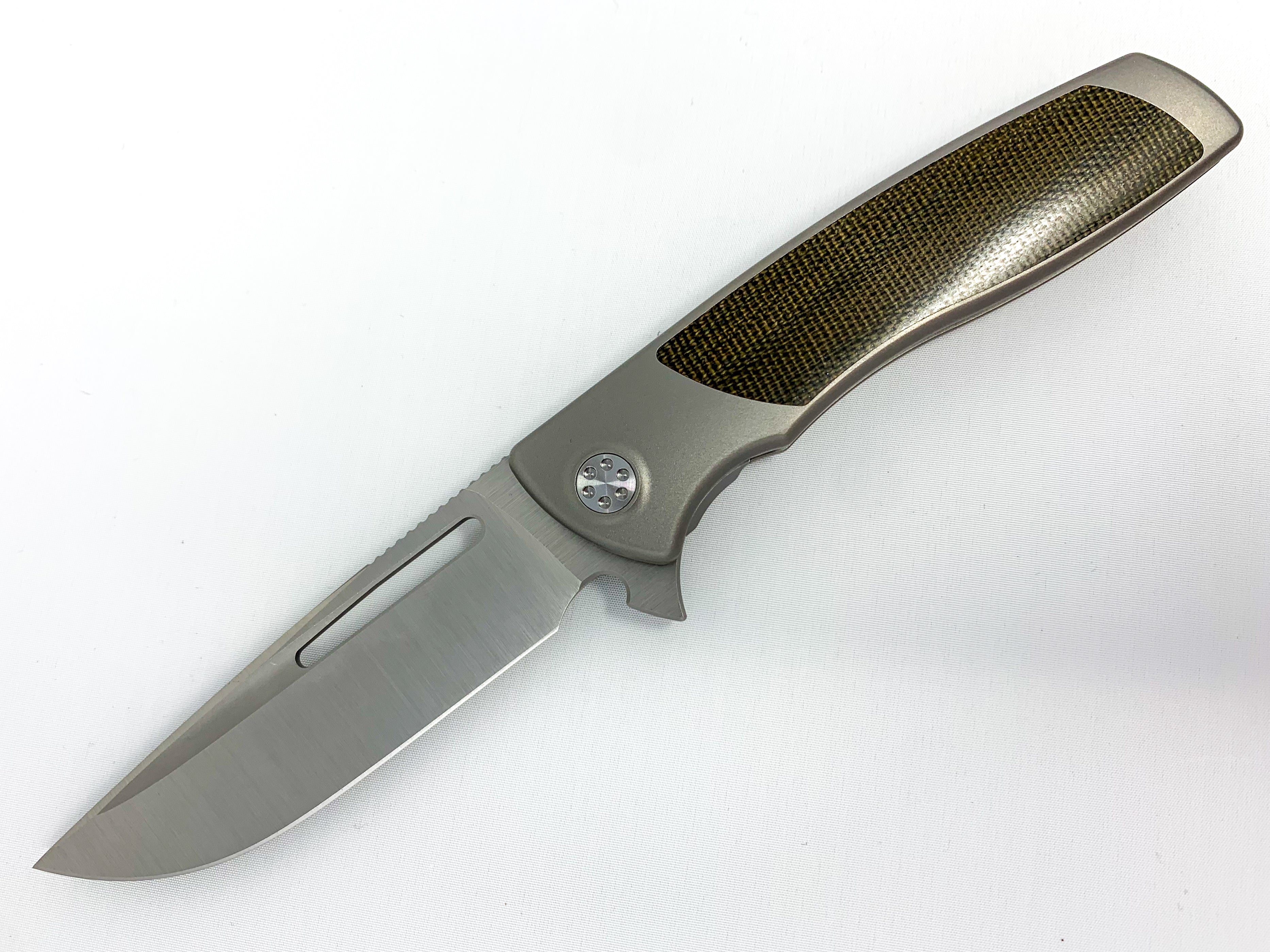 Sharp By Design Mini Evo - M390 Drop Point Blade - Green Micarta Inlay - Titanium Handle