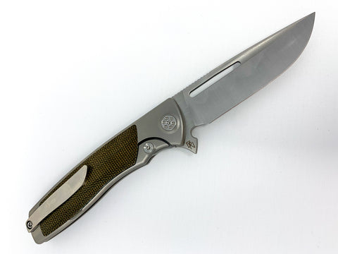 Sharp By Design Mini Evo - M390 Drop Point Blade - Green Micarta Inlay - Titanium Handle
