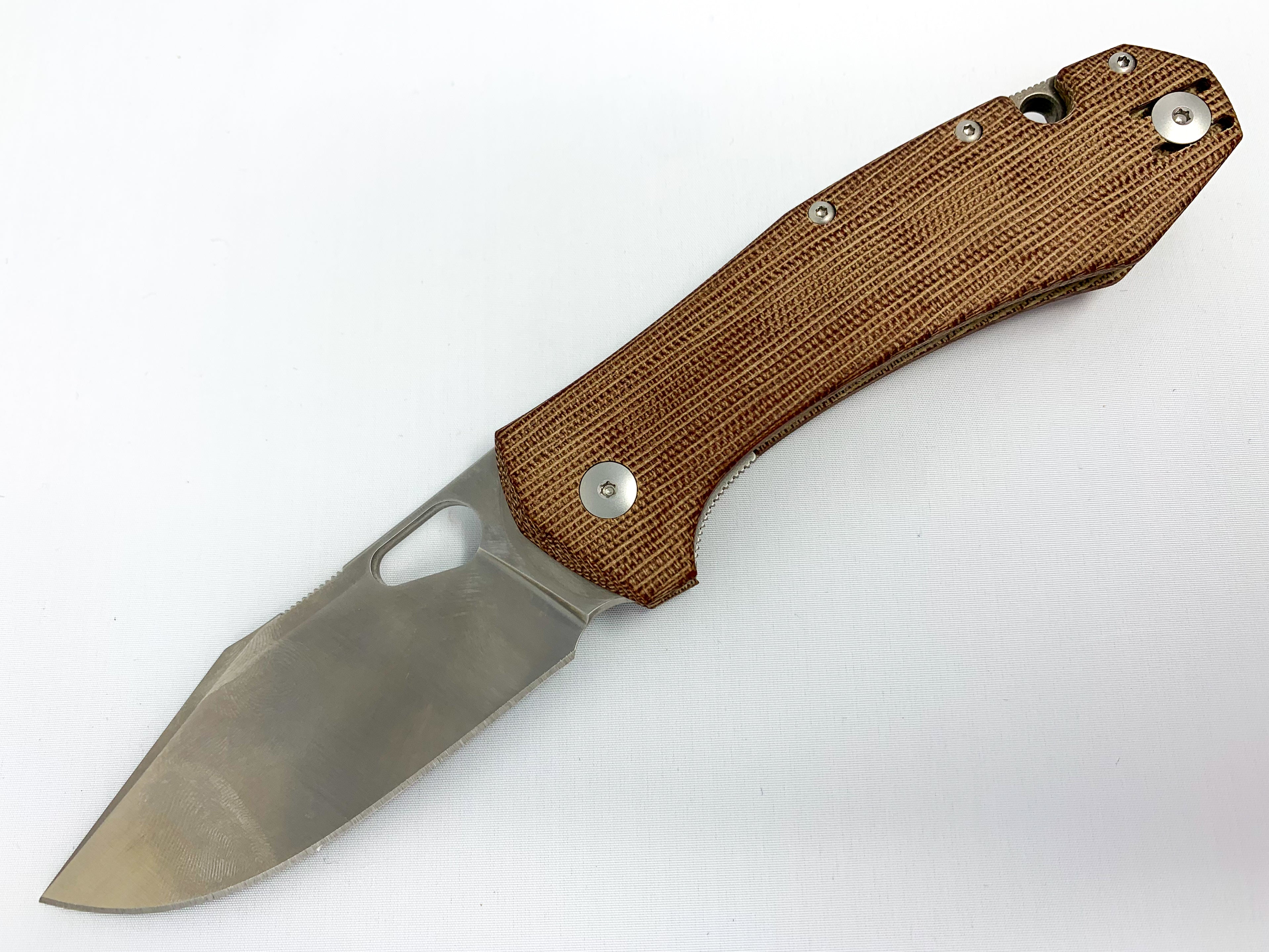 GiantMouse ACE Grand - Natural Canvas Micarta - ELMAX - CLOSEOUT