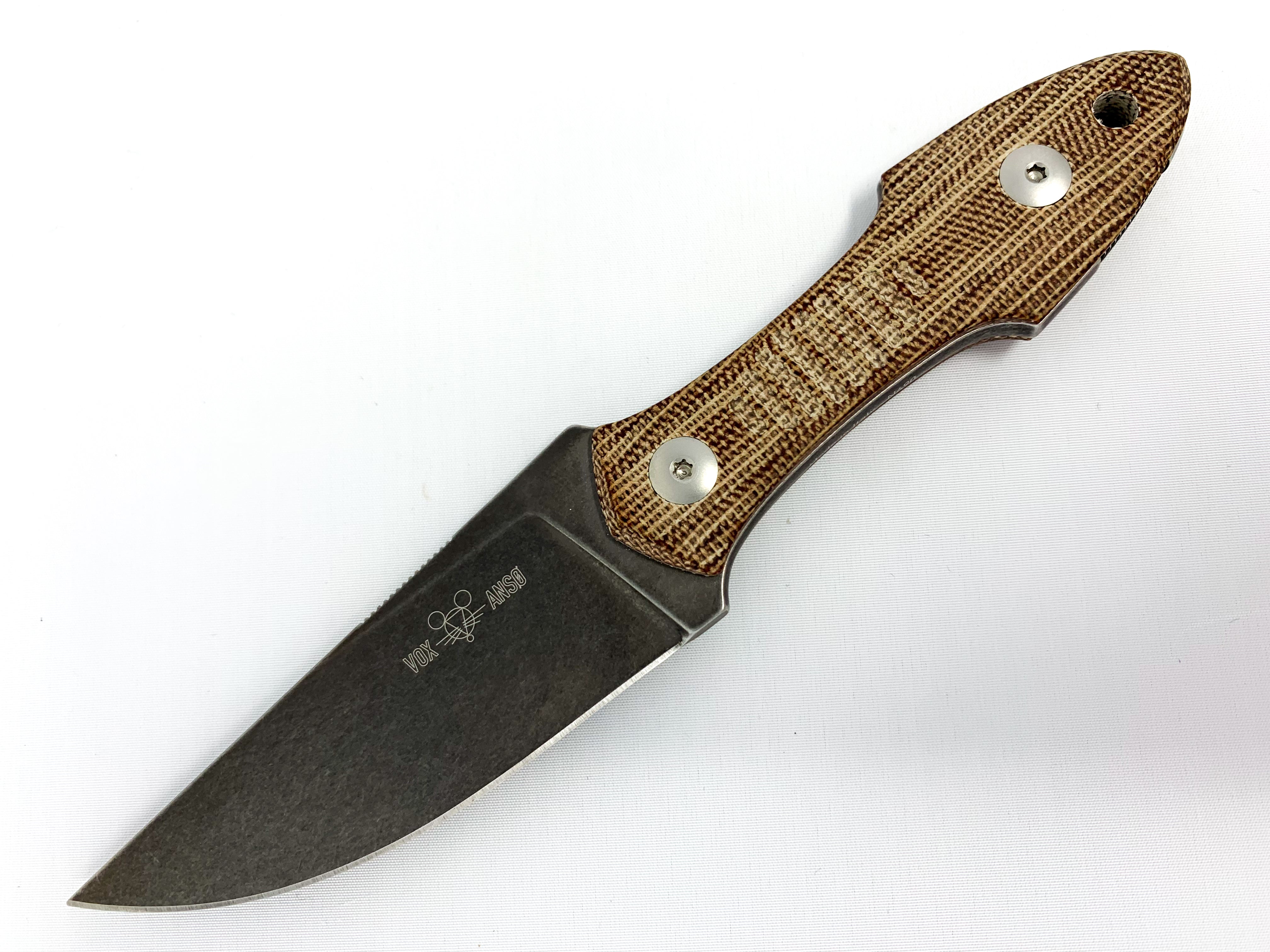 GiantMouse Knives GMF3-P - Natural Canvas Micarta - Fixed Blade - N690