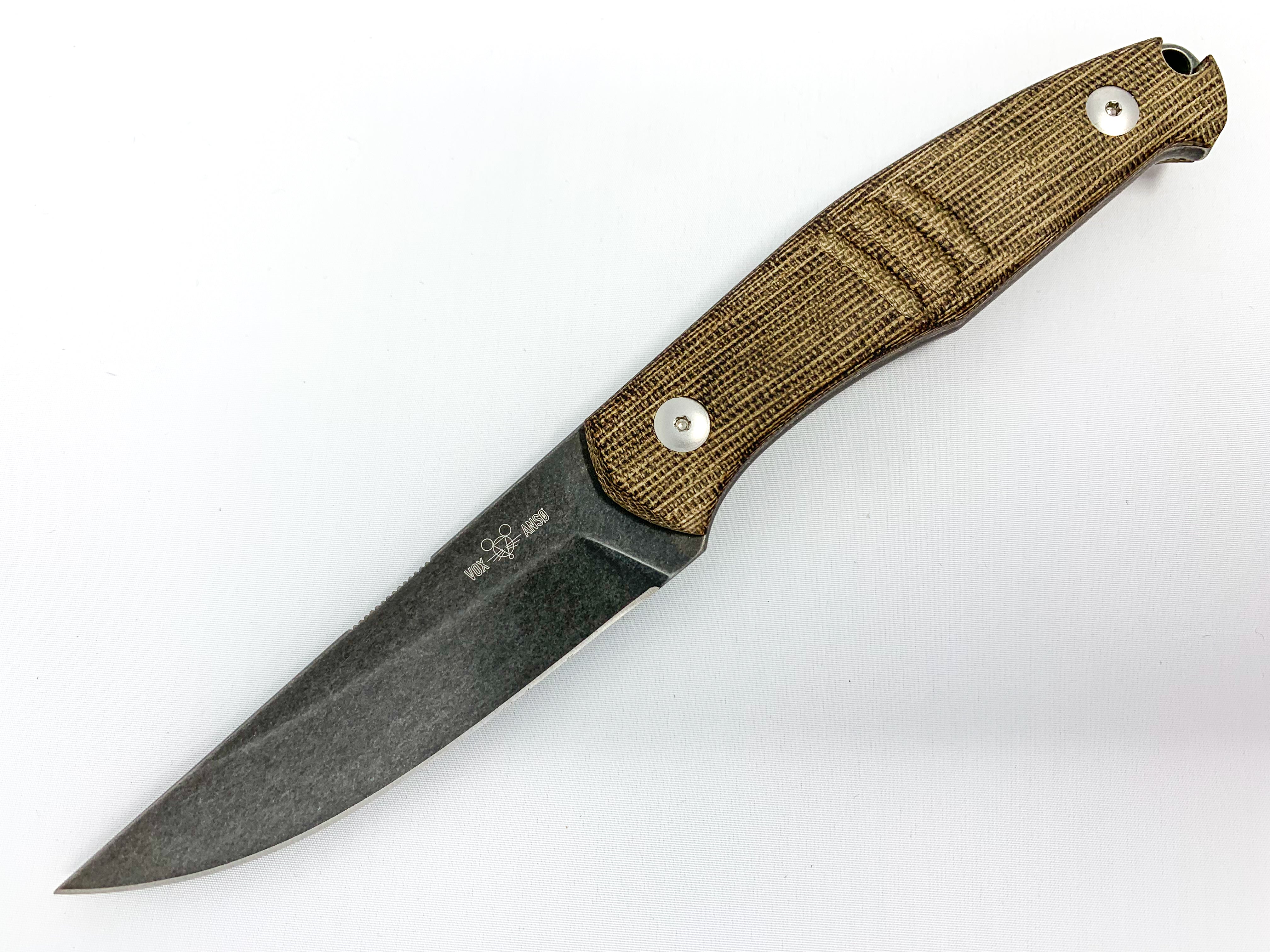 GiantMouse Knives GMF2-P-G - Fixed Blade - N690 - Micarta - Stonewashed PVD