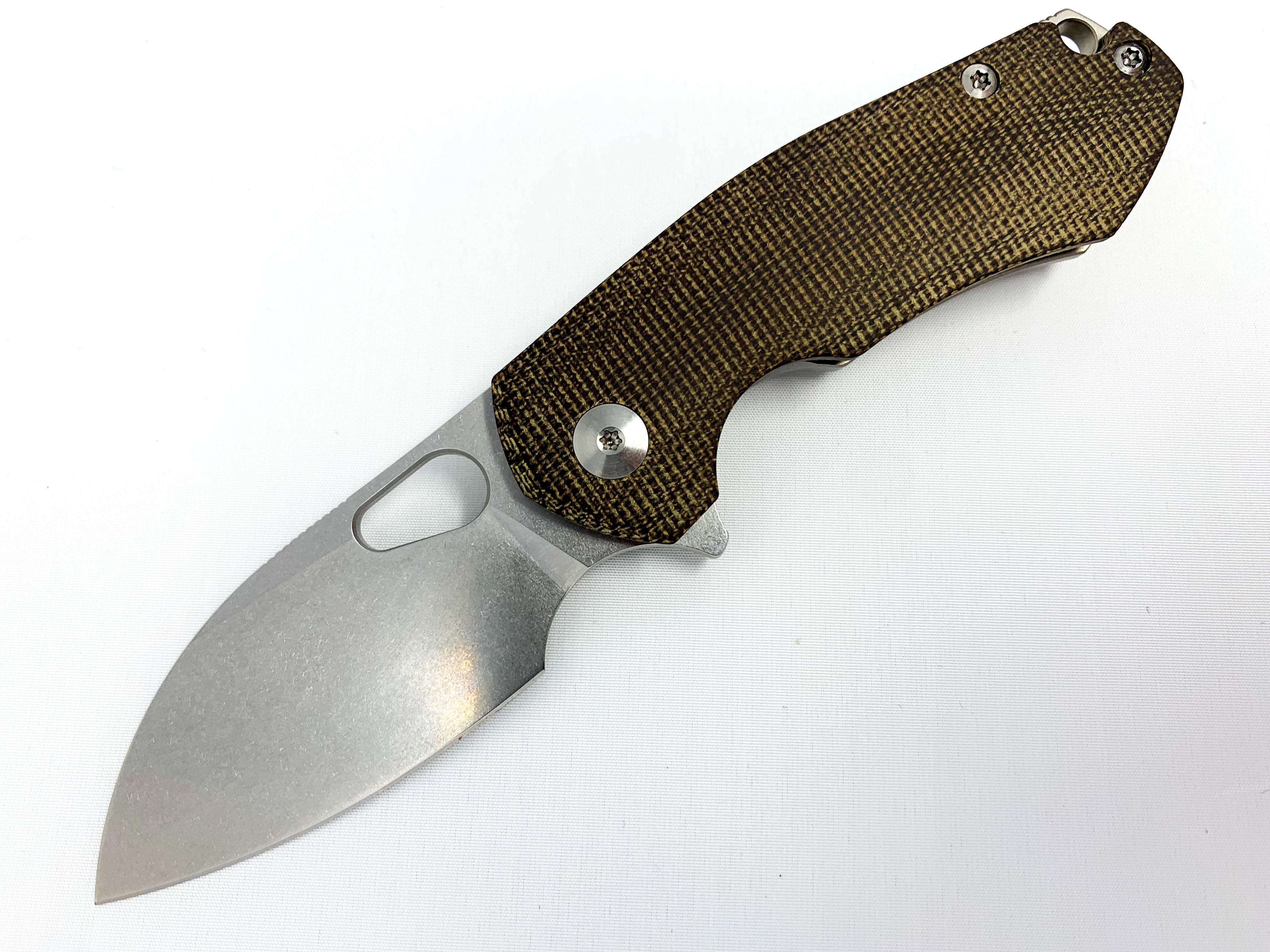 GiantMouse ACE Riv - Green Canvas Micarta and Titanium - ELMAX - CLOSEOUT