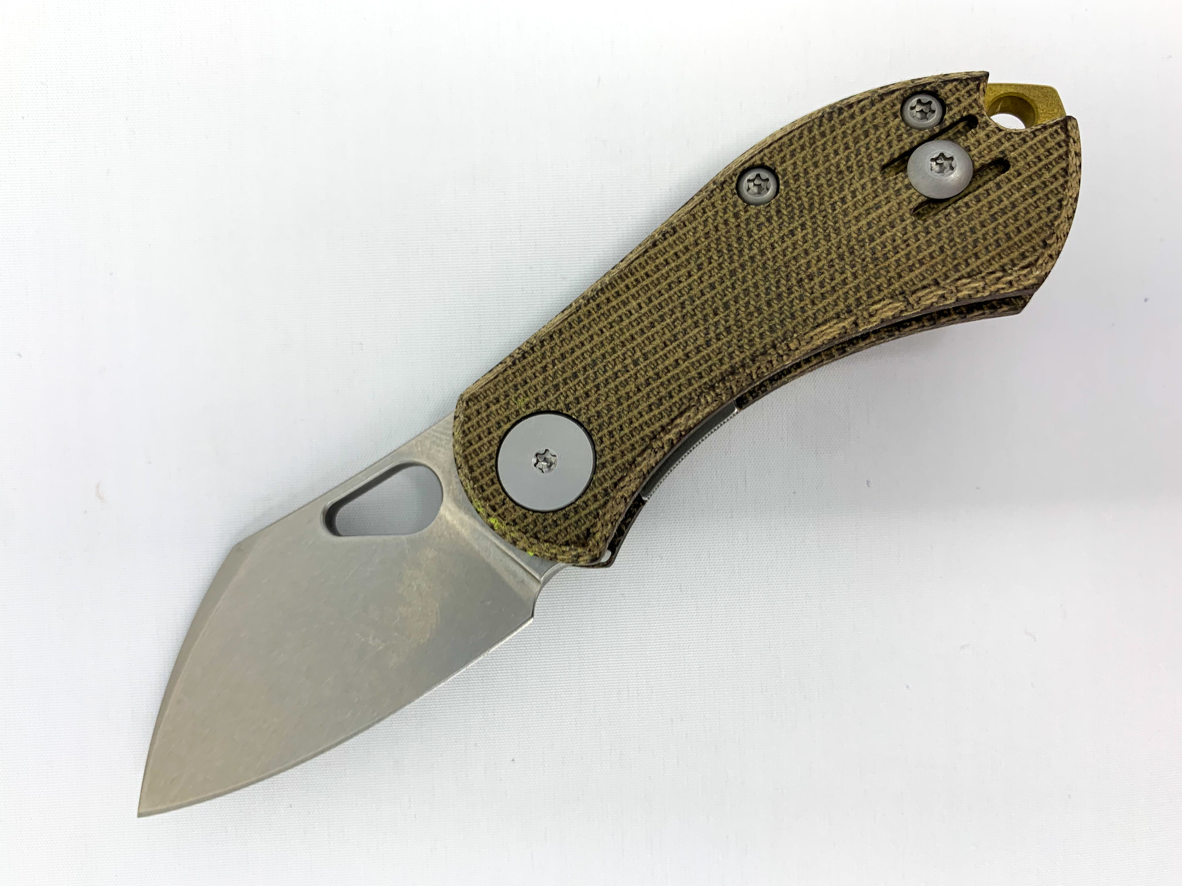 GiantMouse ACE Nibbler - Green Canvas Micarta Handle - CPM-20CV