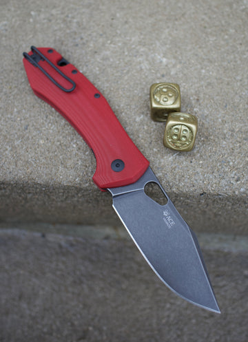 GiantMouse ACE Grand - St. Nick's Exclusive - Black Hardware - Red G10 - PVD Dark Stonewash Vanadis 4E Blade