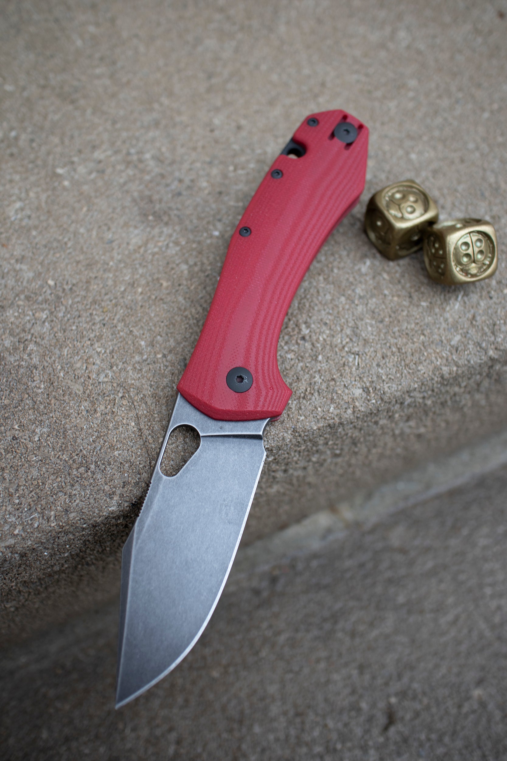 GiantMouse ACE Grand - St. Nick's Exclusive - Black Hardware - Red G10 - PVD Dark Stonewash Vanadis 4E Blade - 0