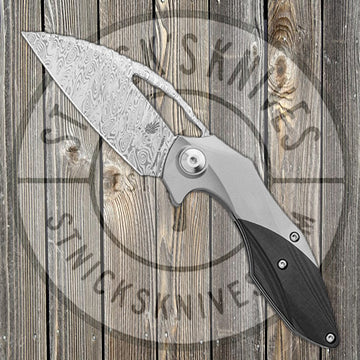 Kizer - Minitherium - Titanium/ Carbon Fiber - Frame Lock - Damasteel-Odin Heim - Limited Edition - Ki3502D1