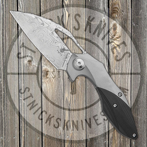 Kizer - Minitherium - Titanium/ Carbon Fiber - Frame Lock - Damasteel-Vinland - Limited Edition- Ki3502D2