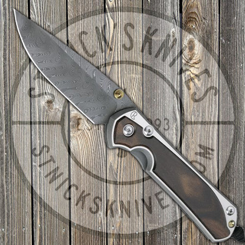 Chris Reeve Knives - Large Sebenza 31 - Macassar Ebony Inlay - Boomerang Damascus - Drop Point - L31-1118