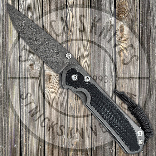 Chris Reeve Knives - Large Sebenza 31 - Black Canvas Micarta Inlay - Drop Point - Raindrop Damascus- L31-1206