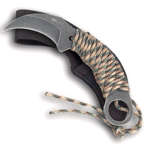 MTECH USA - Karambit Knife - Stonewash - Cord-Wrapped - MT-670