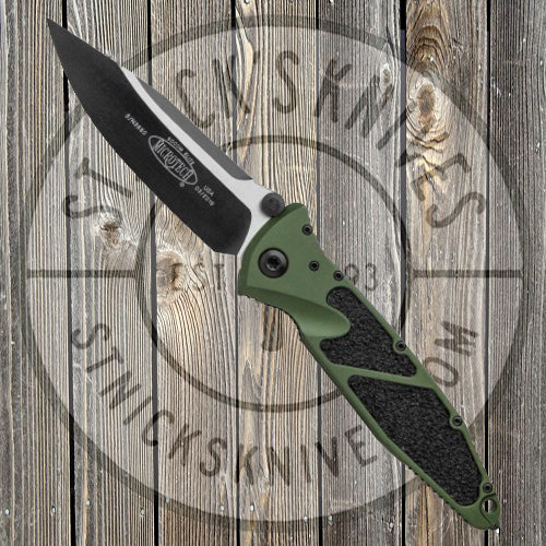 Microtech - Socom Elite - Single Edge - Manual - Black Standard - OD Green Chassis - 160-1OD