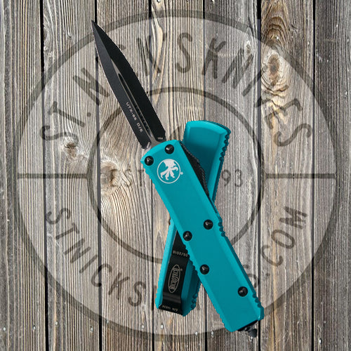 Microtech - UTX-85 - Double Edge - Black Hardware - Turquoise Chassis - 232-1TQ