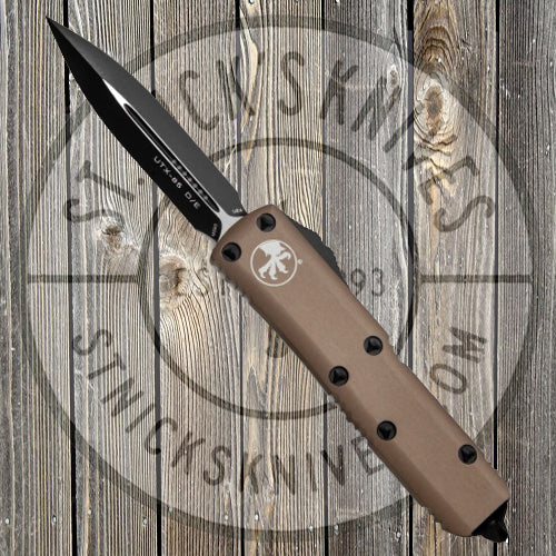 Microtech - UTX-85 - Double Edge - Black Standard - Tan Chassis - 232-1TA