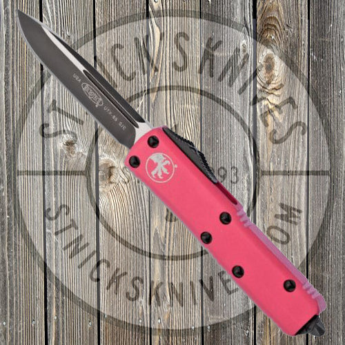 Microtech - UTX-85 - Single Edge - Black Hardware - Standard Edge - Pink Chassis - 231-1PK