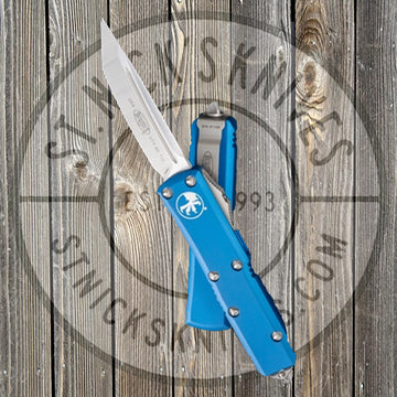 Microtech - UTX-85 - Tanto Edge - Satin Hardware - Blue Chassis - 233-4BL
