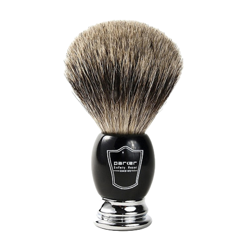 Parker - Safety Razor - Black Handle w/ Black and Chrome Badger Brush - BCPB