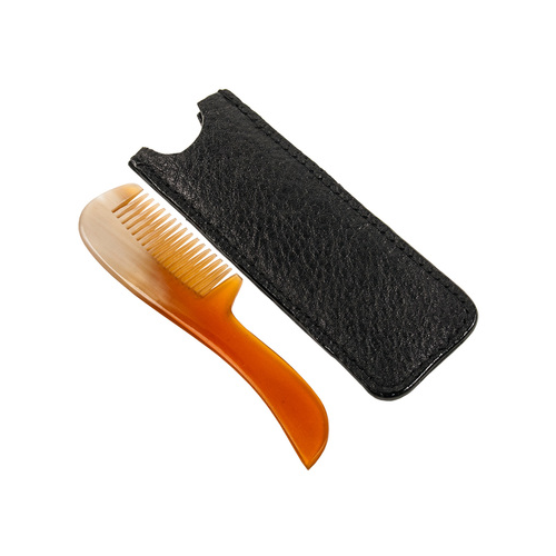 Parker - Mustache Comb w/ Leather Case - Genuine Ox Horn - MUSTCMB