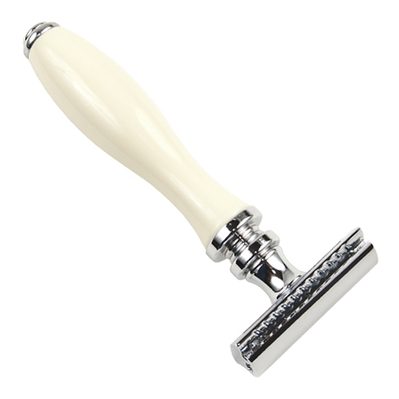 Parker - Safety Razor - 3 Piece - White Resin Handle - 111W