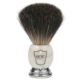 Parker - Safety Razor - Marbleized Ivory Handle w/ Black Badger Brush - MIBB