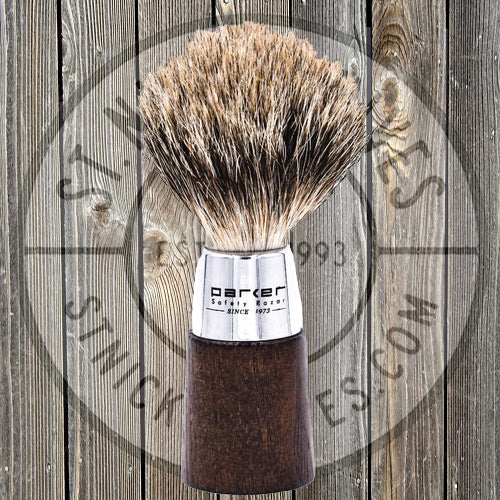Parker - Shave Brush - Walnut & Chrome Handle - Pure Badger Bristle - WNPB